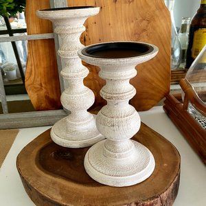 Antiqued White Pillar Candles
